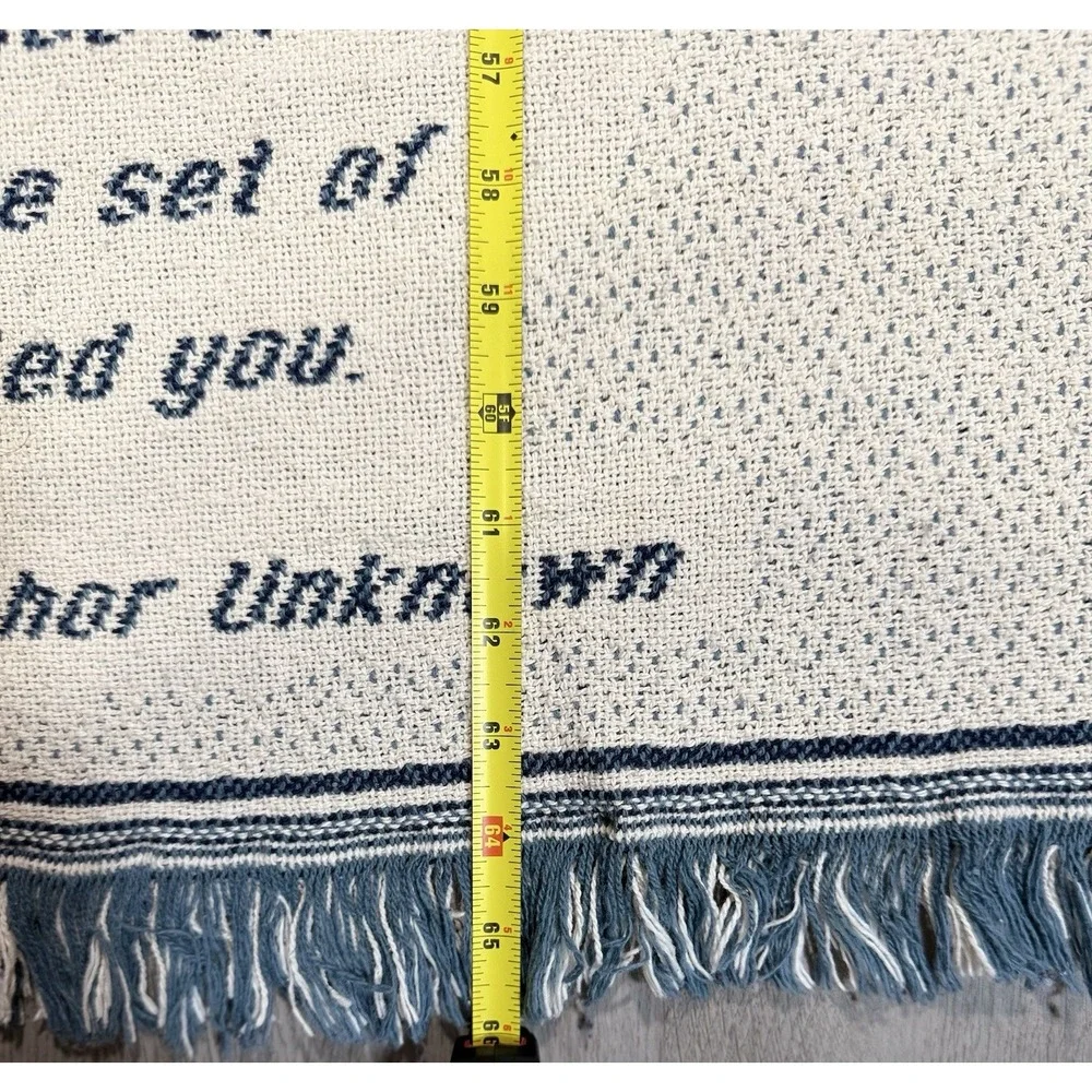 Vintage Tapestry Woven Throw Blanket Footprints In The Sand Lighthouse 66 X 46